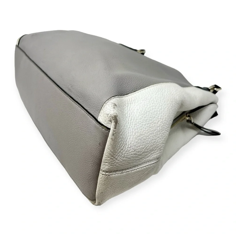 Kate Spade Off White, Black & Grey, Pebbled Leather Satchel Double Handle